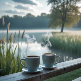 Zwei Kaffeetassen mit Seeblick – Platzhalter bis zum echten Gastgeberfoto