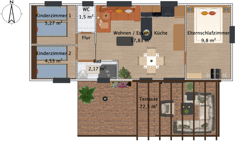 Grundriss des Mobilchalets